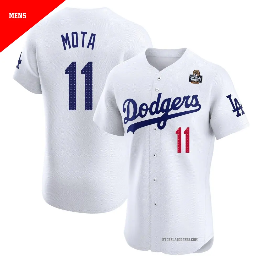Men's ＃11 Manny Mota Los Angeles Dodgers White Elite Home 2024 World Series Jersey