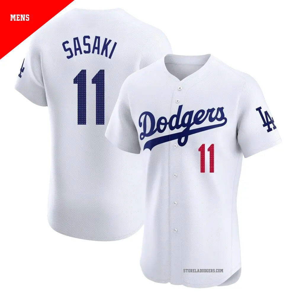 Men's #11 Roki Sasaki Los Angeles Dodgers White Elite Home