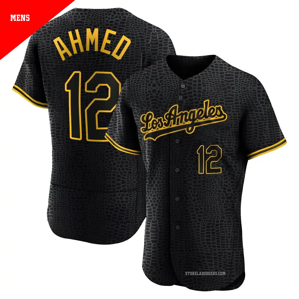 Men's ＃12 Nick Ahmed Los Angeles Dodgers Black Authentic Snake Skin City Jersey