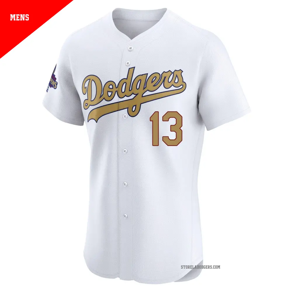 Men's #13 Max Muncy Los Angeles Dodgers Gold Elite White 2025