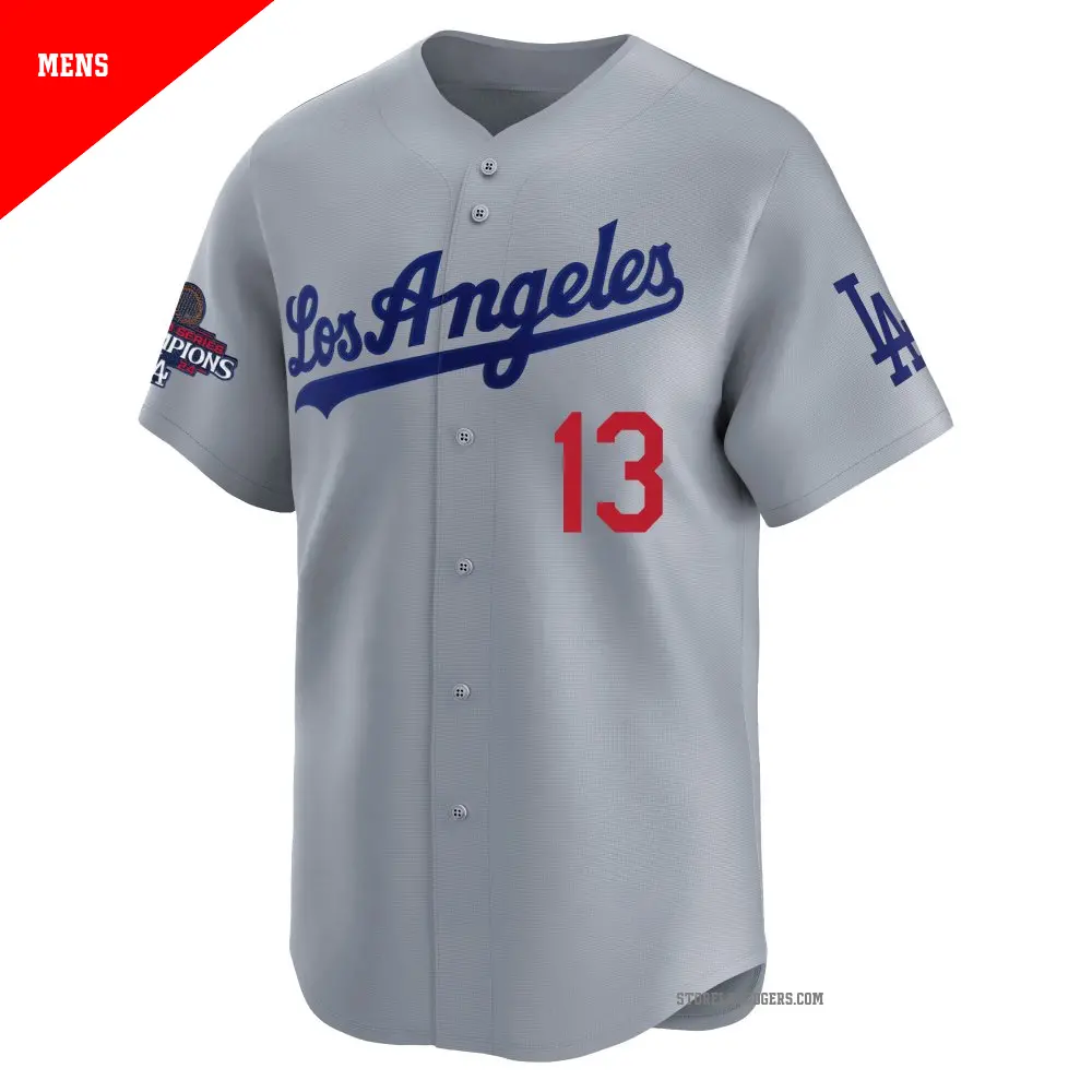 Men's #13 Max Muncy Los Angeles Dodgers Gray Limited Away World