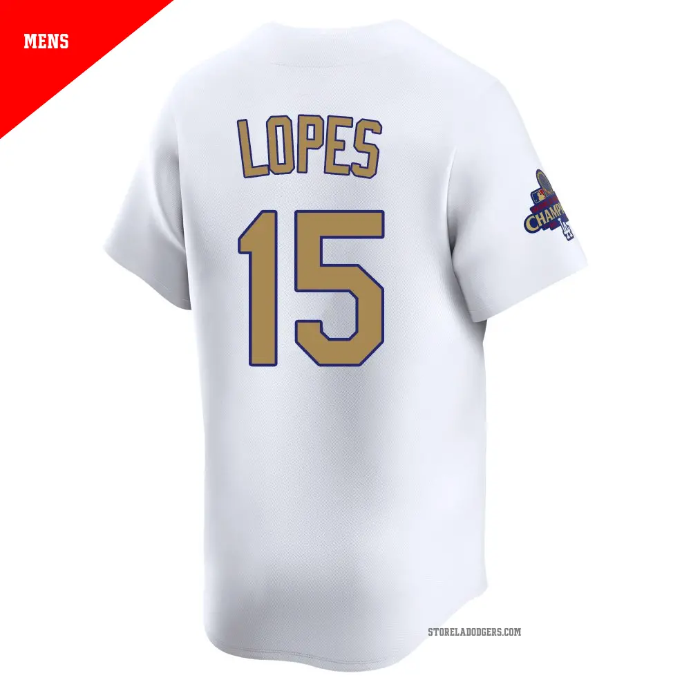 Men's #15 Davey Lopes Los Angeles Dodgers Gold Limited White 2025
