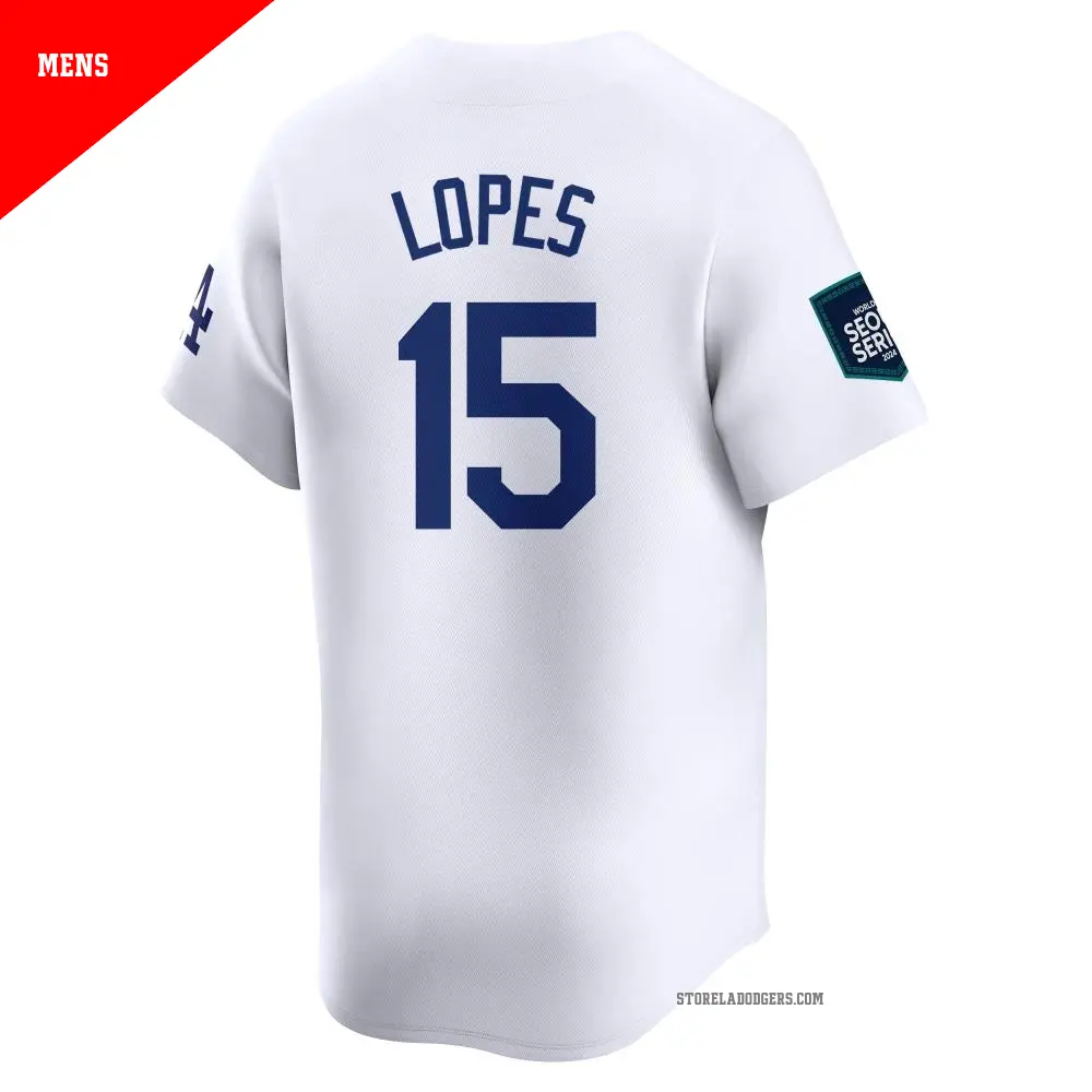 Dodgers ユニフォーム 15 Men's #15 Davey Lopes Los Angeles Dodgers White Limited 2024 World