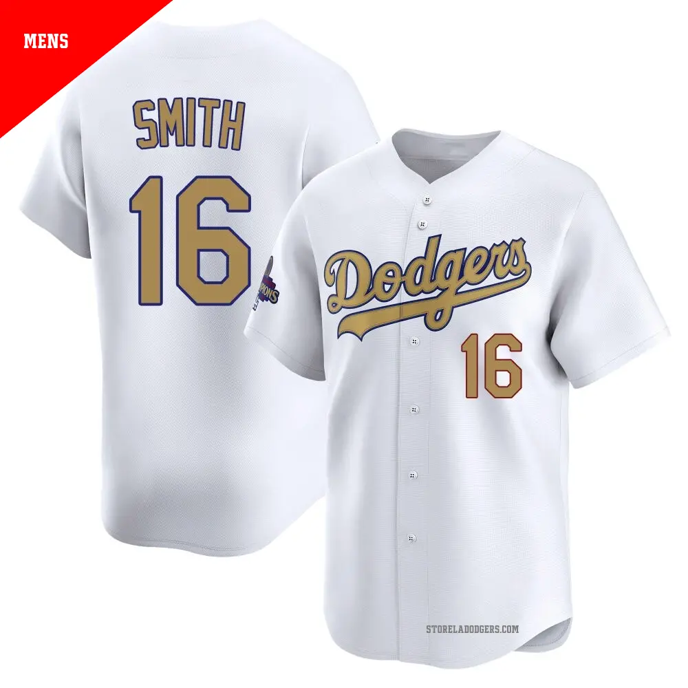 Women's #16 Will Smith Los Angeles Dodgers Gold Limited