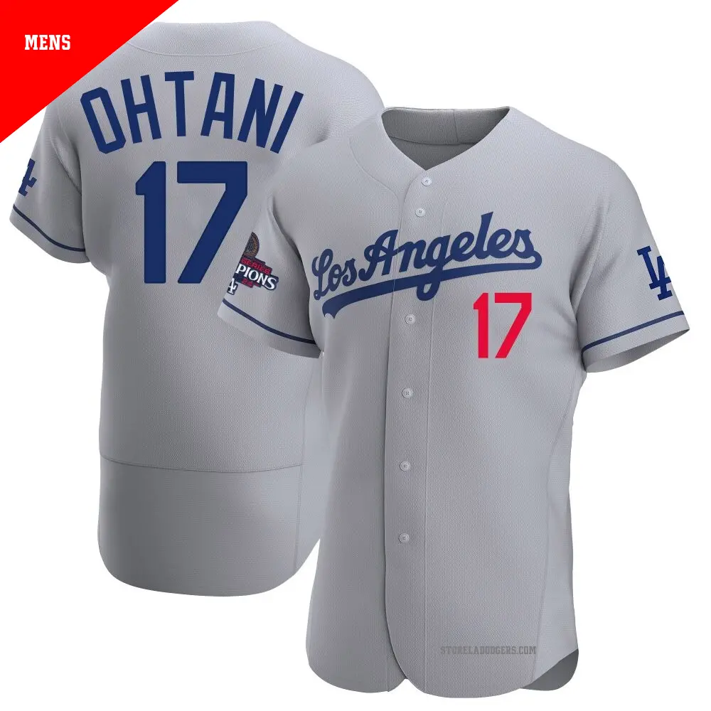 Men's #17 Shohei Ohtani Los Angeles Dodgers Gray Authentic