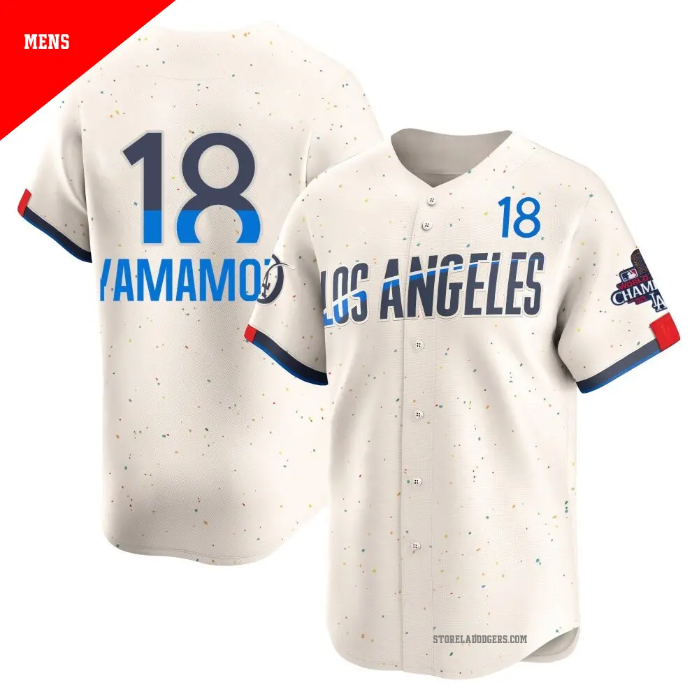Men's #18 Yoshinobu Yamamoto Los Angeles Dodgers Cream