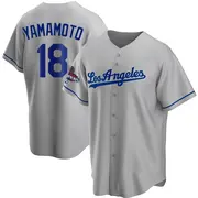 Men's #18 Yoshinobu Yamamoto Los Angeles Dodgers Gray Replica Road