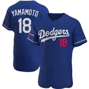 Men's #18 Yoshinobu Yamamoto Los Angeles Dodgers Royal Authentic