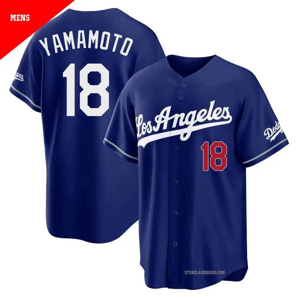 ロサンゼルス・ドジャース YAMAMOTO 18 ユニフォーム Men's #18 Yoshinobu Yamamoto Los Angeles Dodgers Royal Authentic