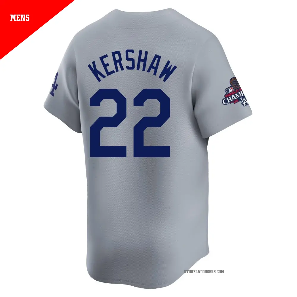 Men's #22 Clayton Kershaw Los Angeles Dodgers Gray Limited