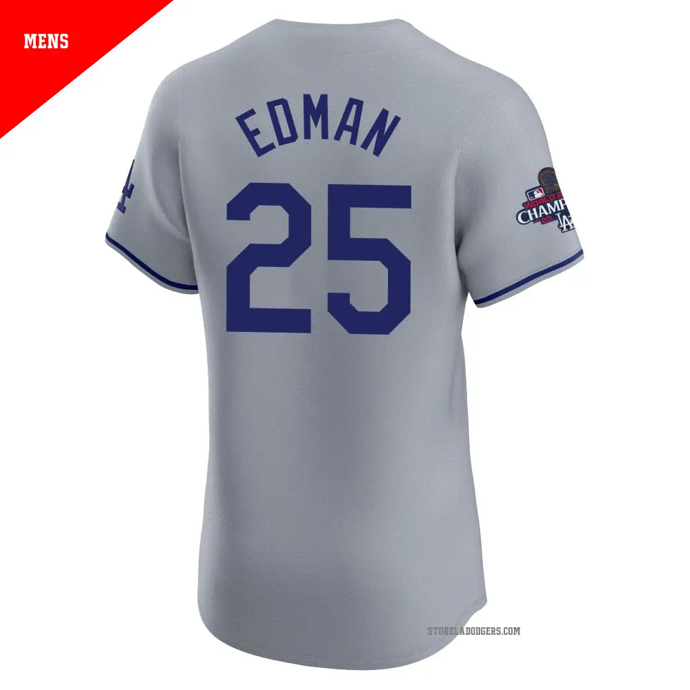 Men's #25 Tommy Edman Los Angeles Dodgers Gray Elite Road