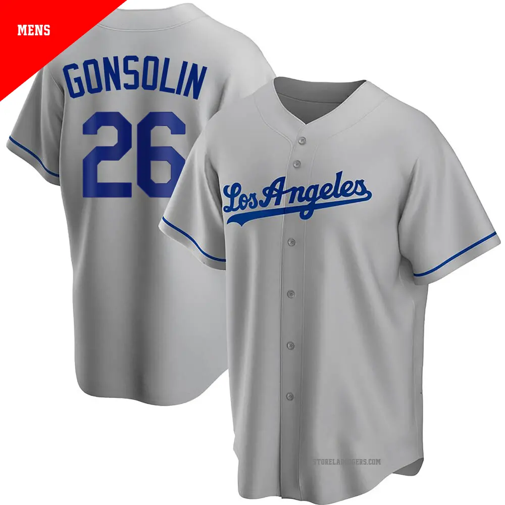 Men's ＃26 Tony Gonsolin Los Angeles Dodgers Gray Replica Road Jersey
