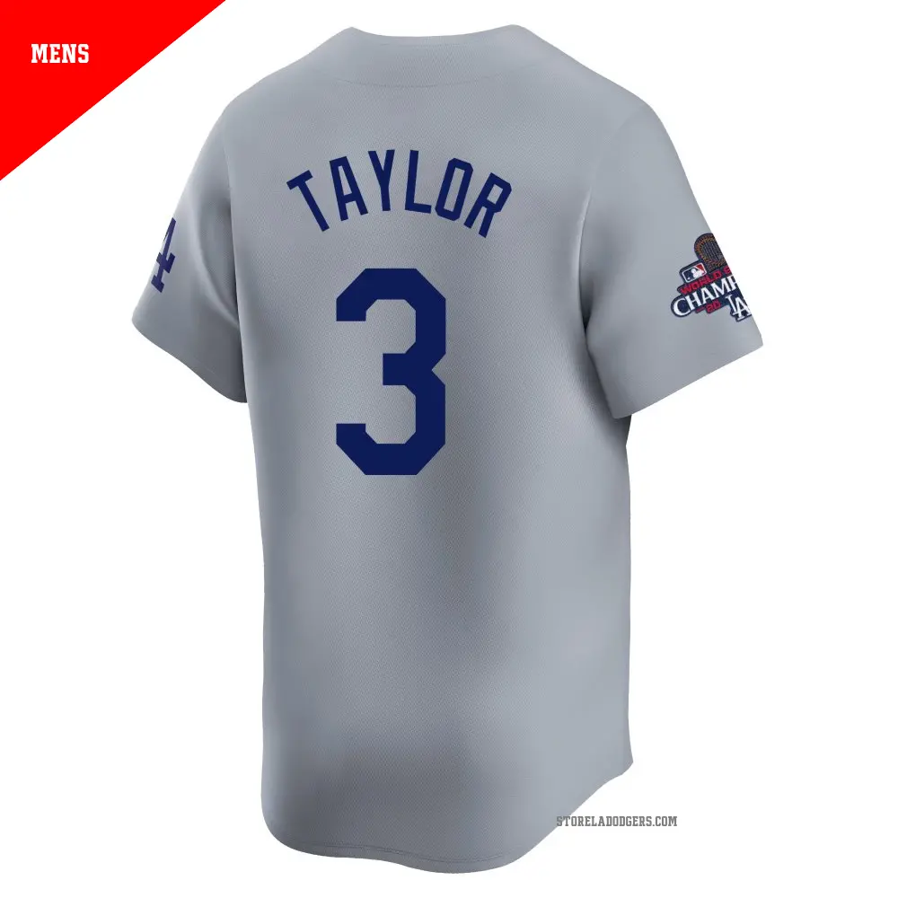 Men's #3 Chris Taylor Los Angeles Dodgers Gray Limited Away