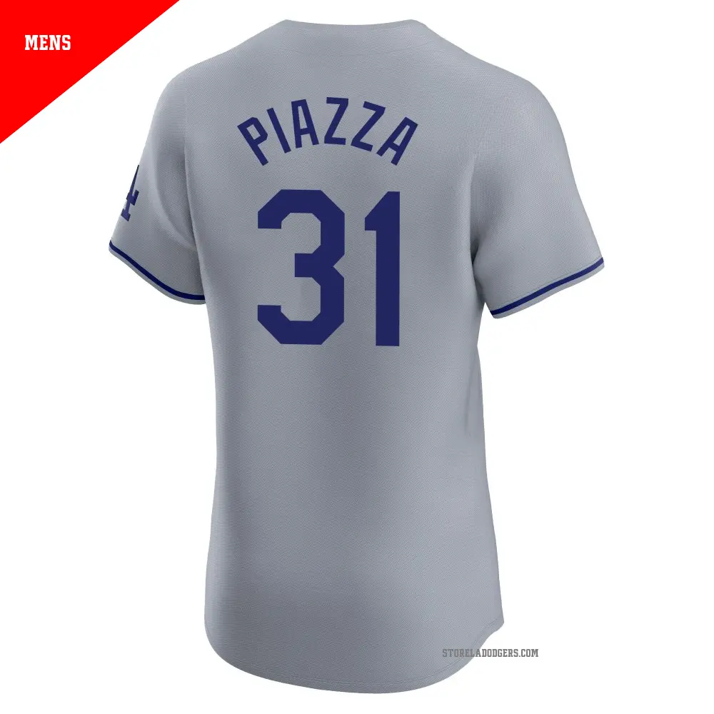 Men's #31 Mike Piazza Los Angeles Dodgers Gray Elite Road