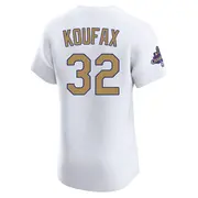 Men's #32 Sandy Koufax Los Angeles Dodgers Gold Elite White