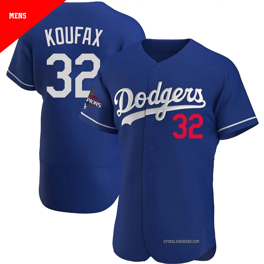 Men's ＃32 Sandy Koufax Los Angeles Dodgers Royal Authentic Alternate 2024 World Series Champions Jersey