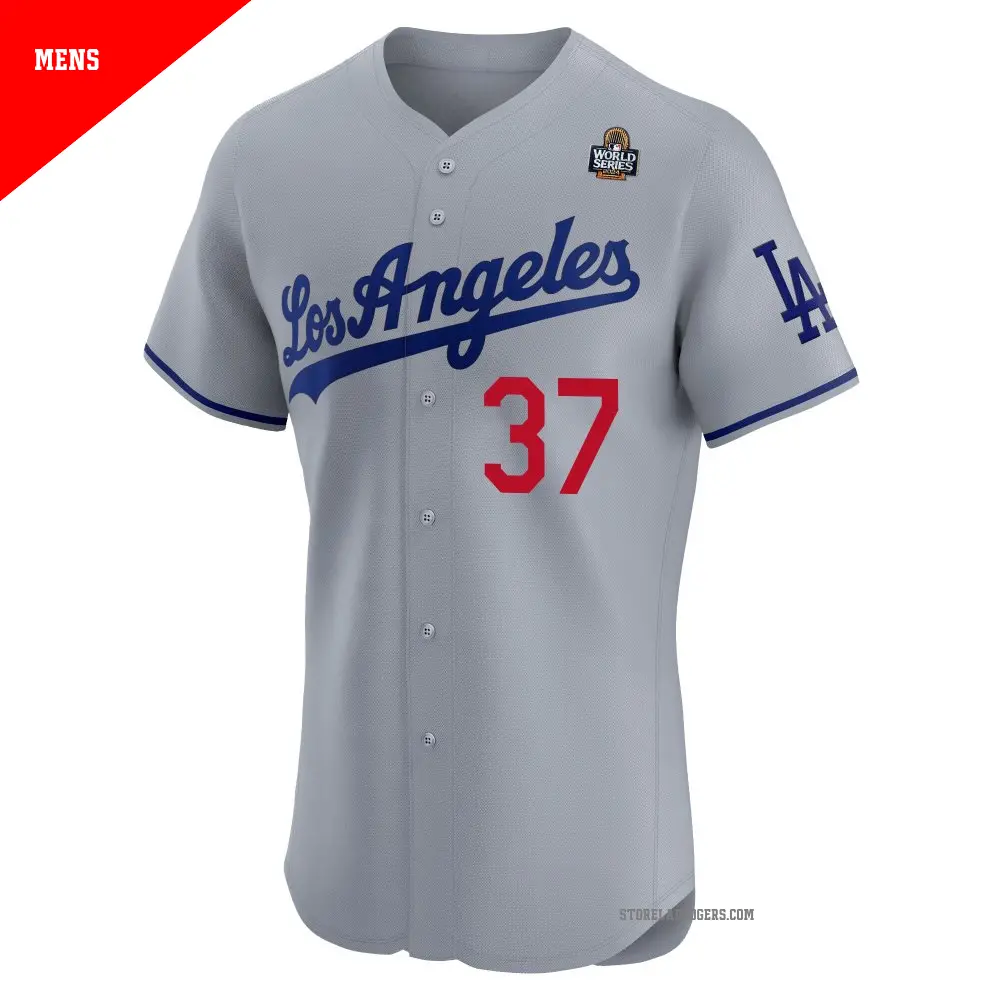 Men's #37 Teoscar Hernandez Los Angeles Dodgers Gray Elite