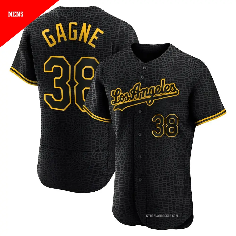 Men's ＃38 Eric Gagne Los Angeles Dodgers Black Authentic Snake Skin City Jersey