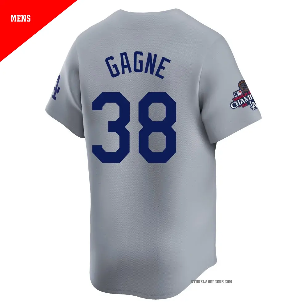 Men's #38 Eric Gagne Los Angeles Dodgers Gray Limited Away World