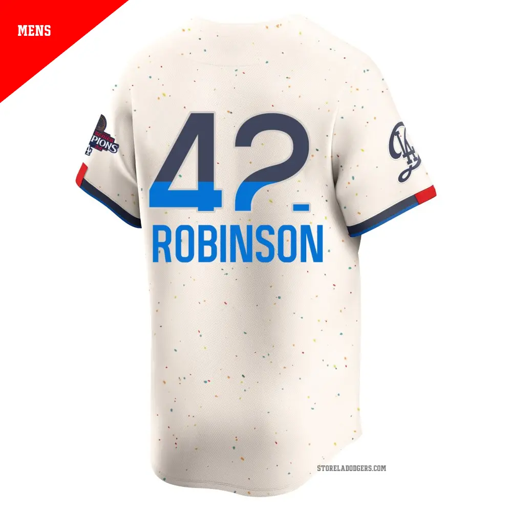 Men's #42 Jackie Robinson Los Angeles Dodgers Cream Limited