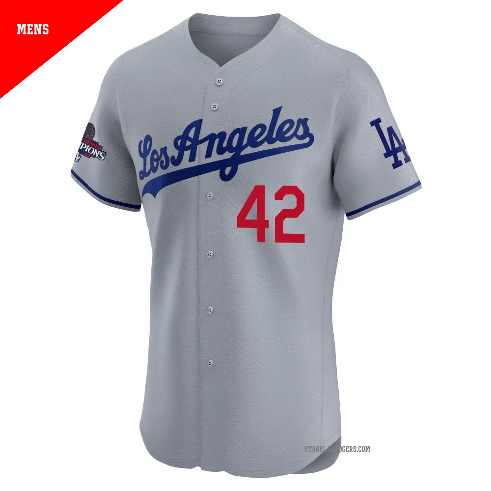 Men's #42 Jackie Robinson Los Angeles Dodgers Gray Elite