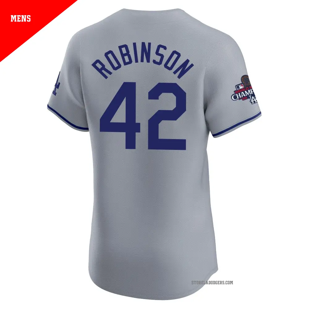 Men's #42 Jackie Robinson Los Angeles Dodgers Gray Elite