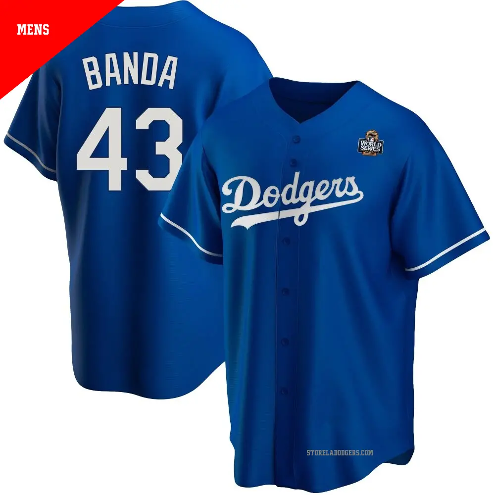 Men's ＃43 Anthony Banda Los Angeles Dodgers Royal Replica Alternate 2024 World Series Jersey