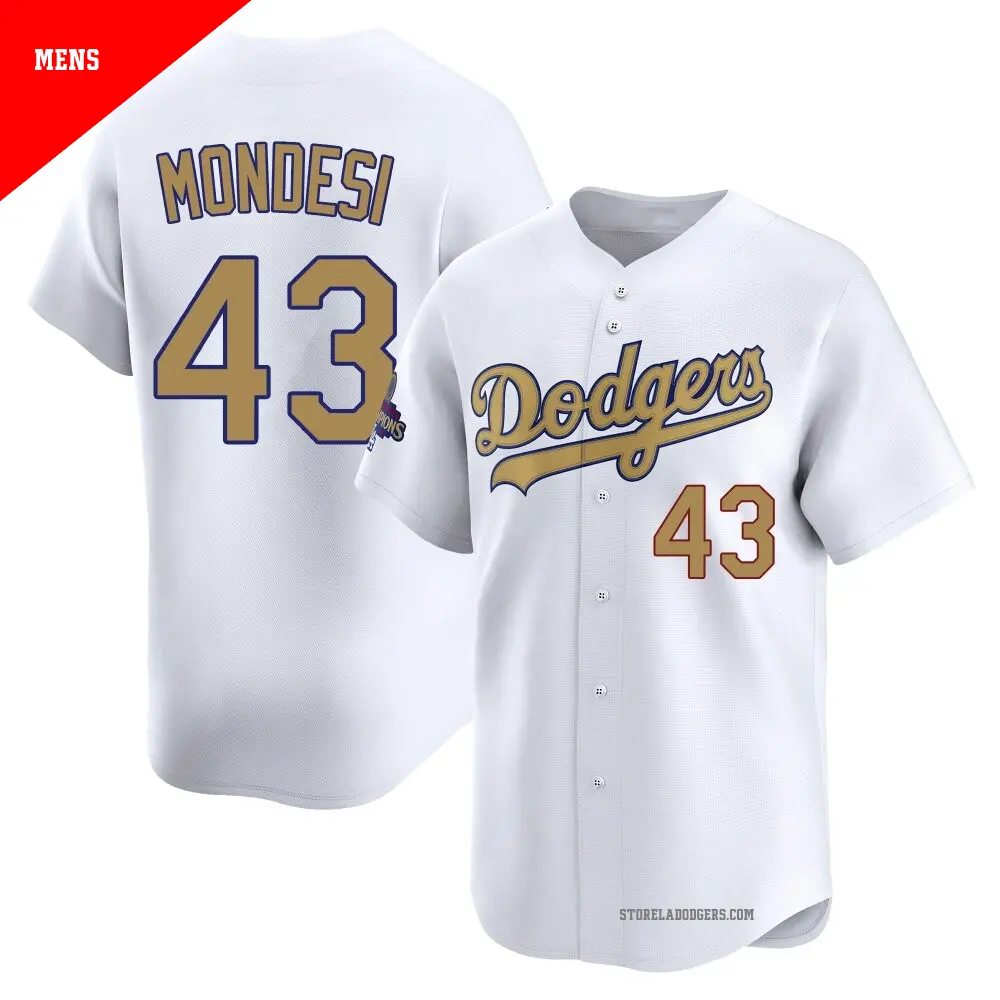 Men's ＃43 Raul Mondesi Los Angeles Dodgers Gold Limited White 2025 Collection Jersey