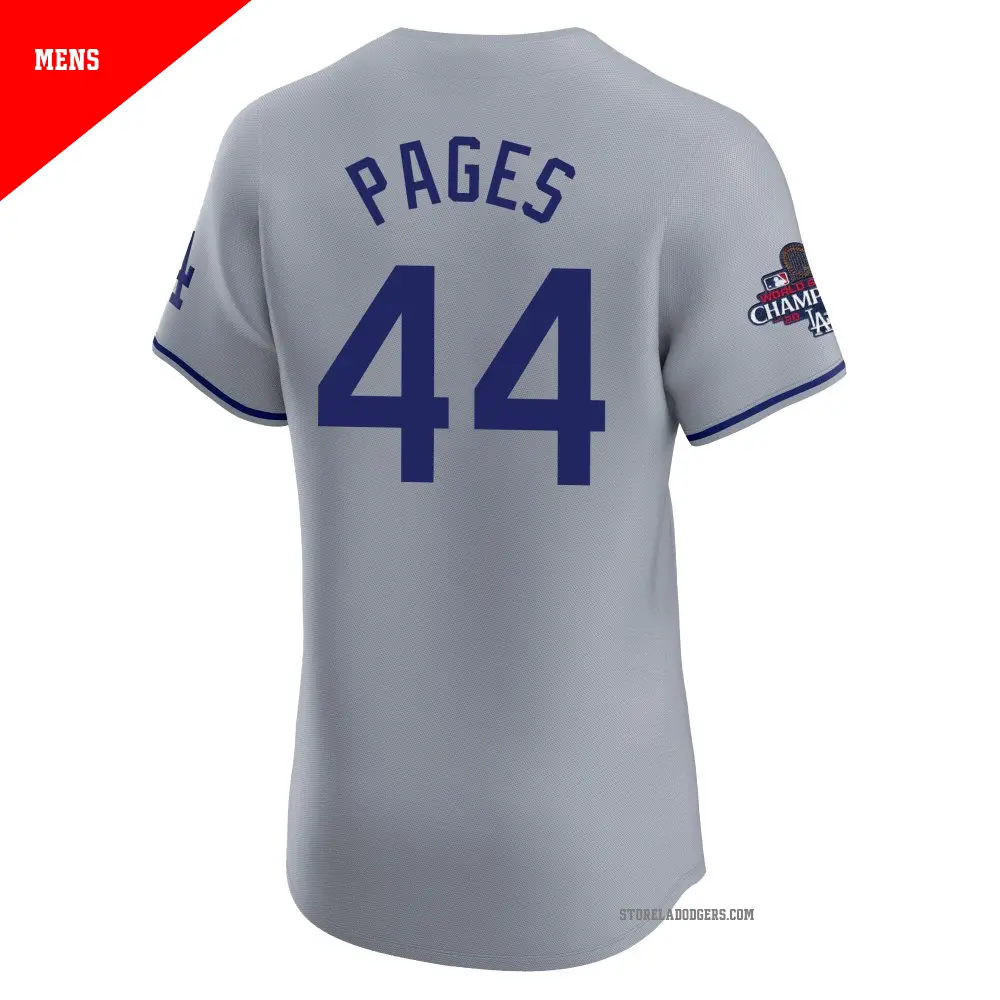 Men's #44 Andy Pages Los Angeles Dodgers Gray Elite Road