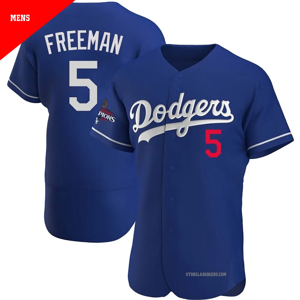 Men's ＃5 Freddie Freeman Los Angeles Dodgers Royal Authentic Alternate 2024 World Series Champions Jersey