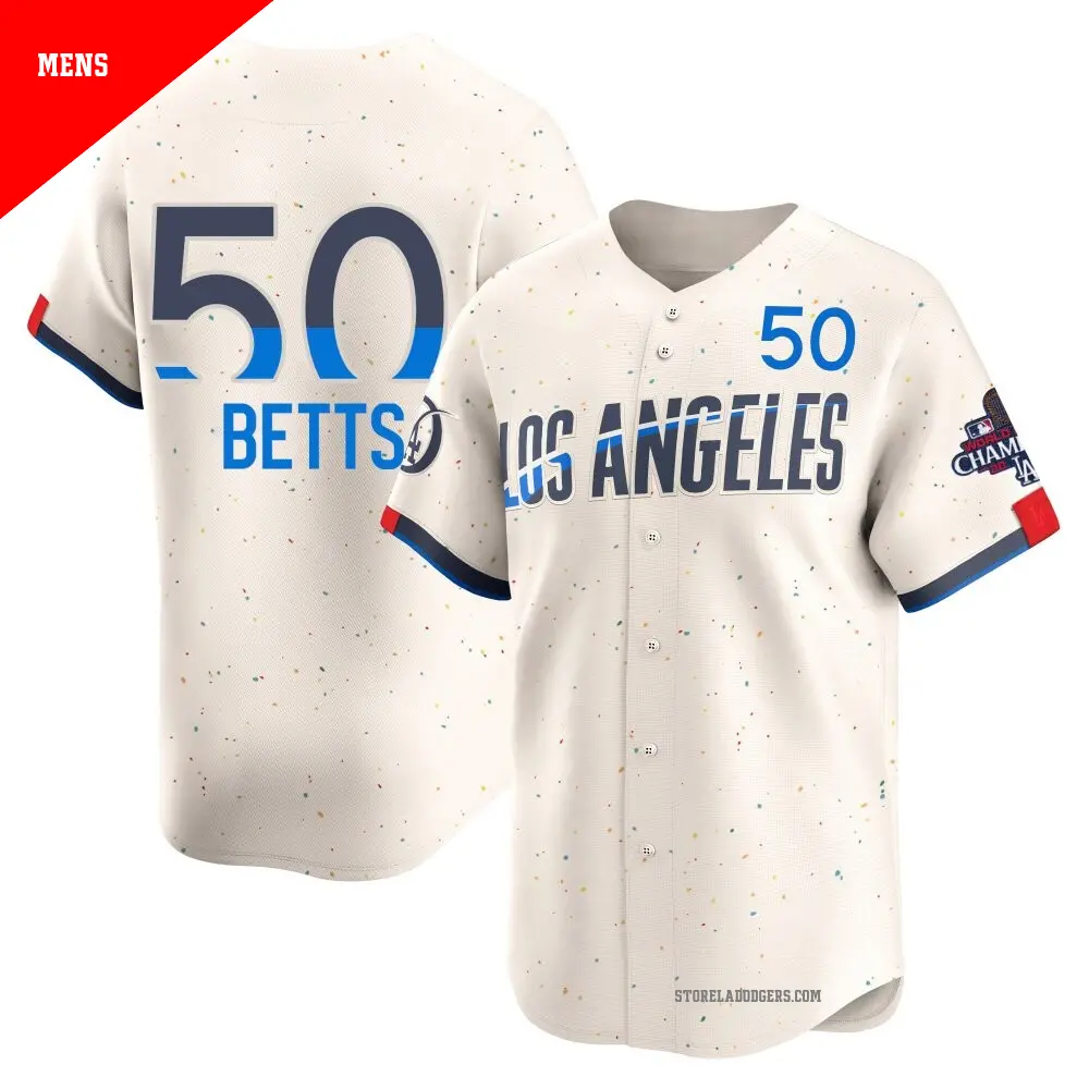 Men's #50 Mookie Betts Los Angeles Dodgers Cream Limited
