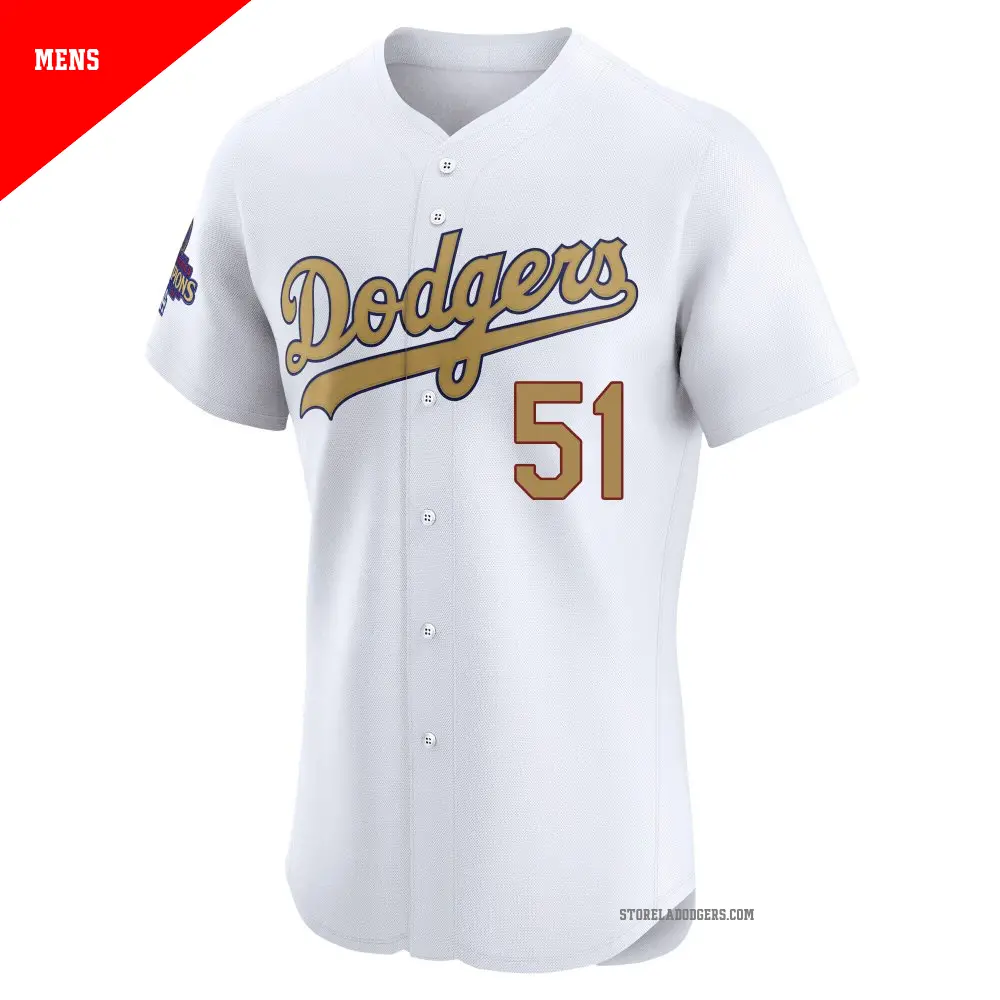 MLB Los Angeles Dodgers レプリカユニフォーム Men's #51 Alex Vesia Los Angeles Dodgers Gold Elite White 2025