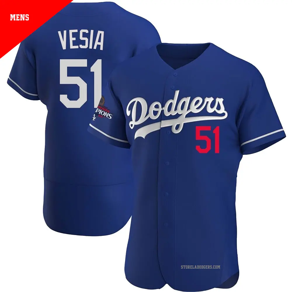 Men's ＃51 Alex Vesia Los Angeles Dodgers Royal Authentic Alternate 2024 World Series Champions Jersey