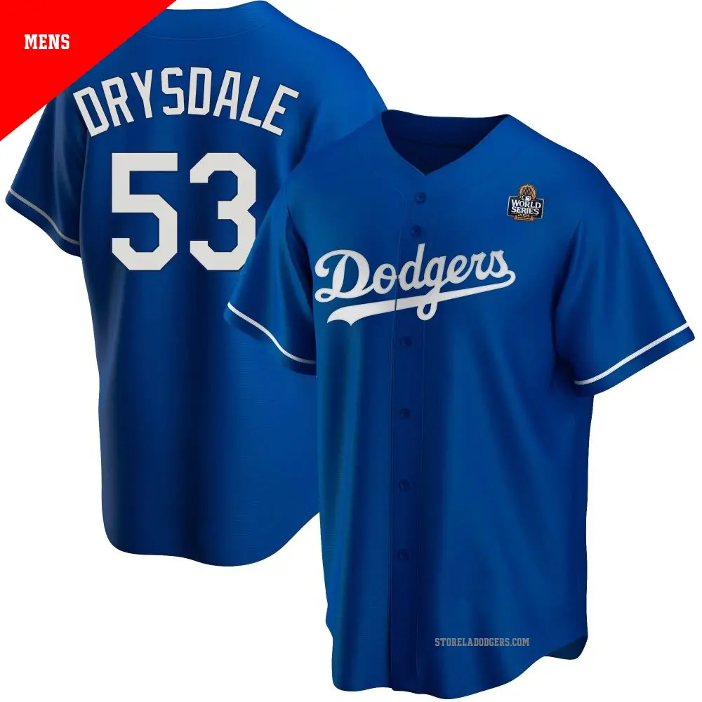 Men's ＃53 Don Drysdale Los Angeles Dodgers Royal Replica Alternate 2024 World Series Jersey