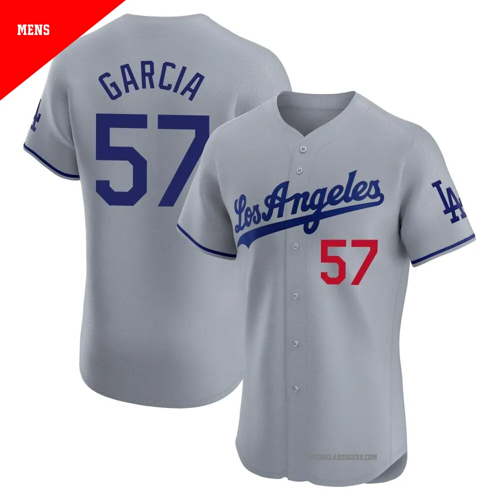 Men's ＃57 Luis Garcia Los Angeles Dodgers Gray Elite Road Jersey