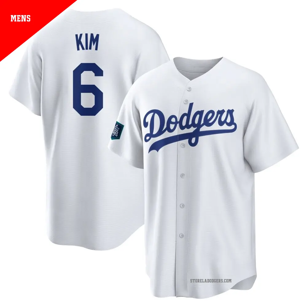 Men's ＃6 Hyeseong Kim Los Angeles Dodgers White Replica 2024 World Tour Seoul Series Home Jersey
