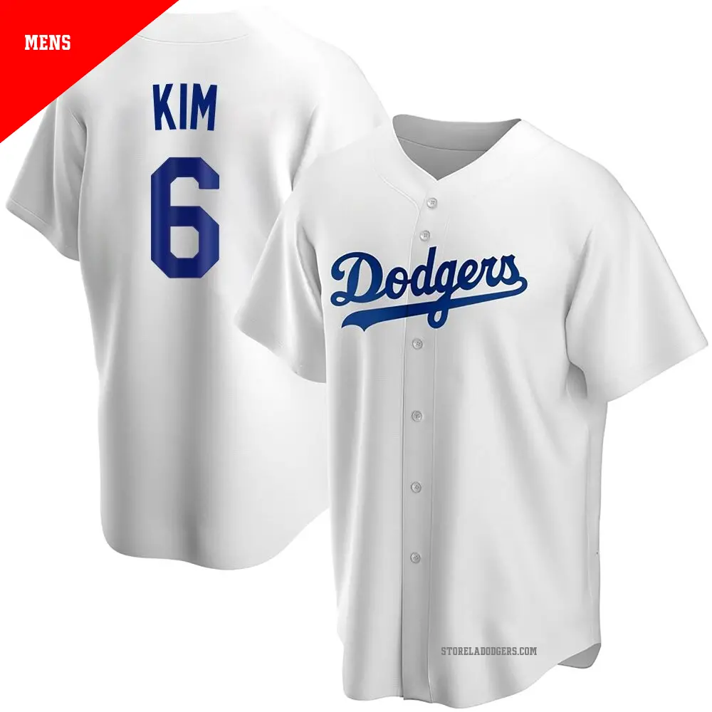 Men's #6 Hyeseong Kim Los Angeles Dodgers White Replica Home