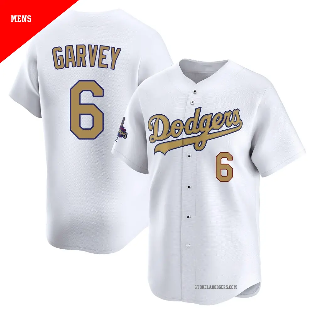 Men's ＃6 Steve Garvey Los Angeles Dodgers Gold Limited White 2025 Collection Jersey