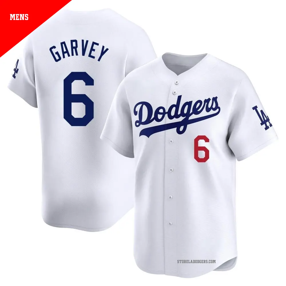 Men's ＃6 Steve Garvey Los Angeles Dodgers White Limited Home Jersey