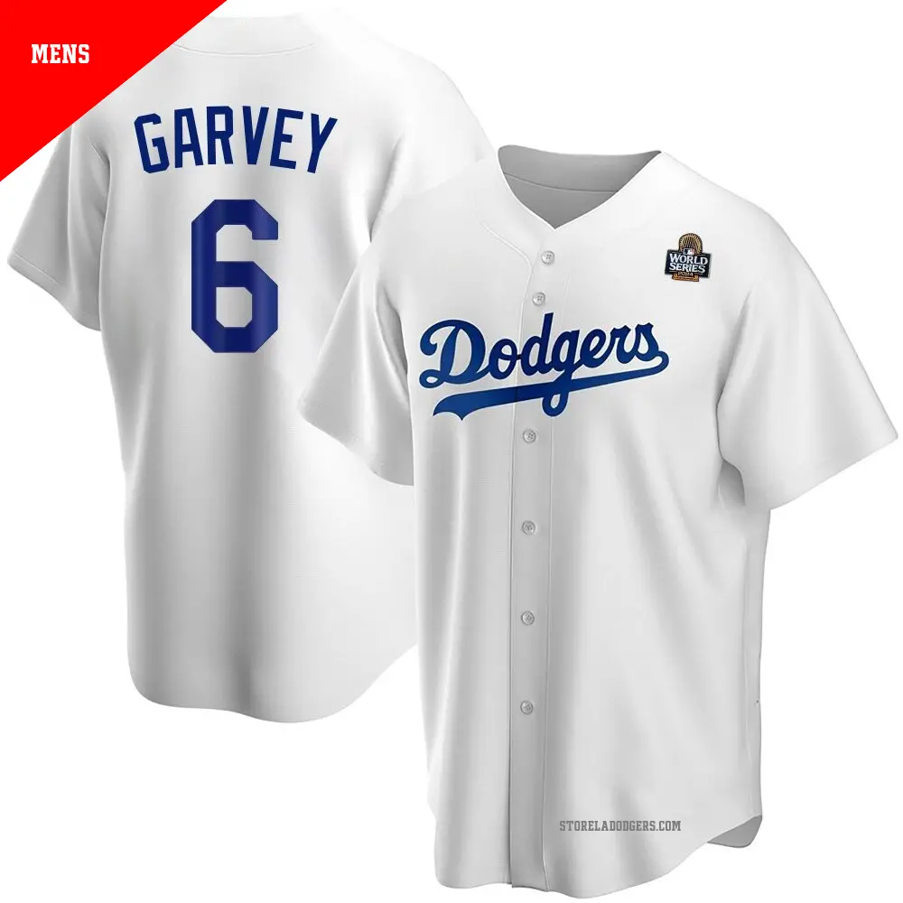 Men's ＃6 Steve Garvey Los Angeles Dodgers White Replica Home 2024 World Series Jersey