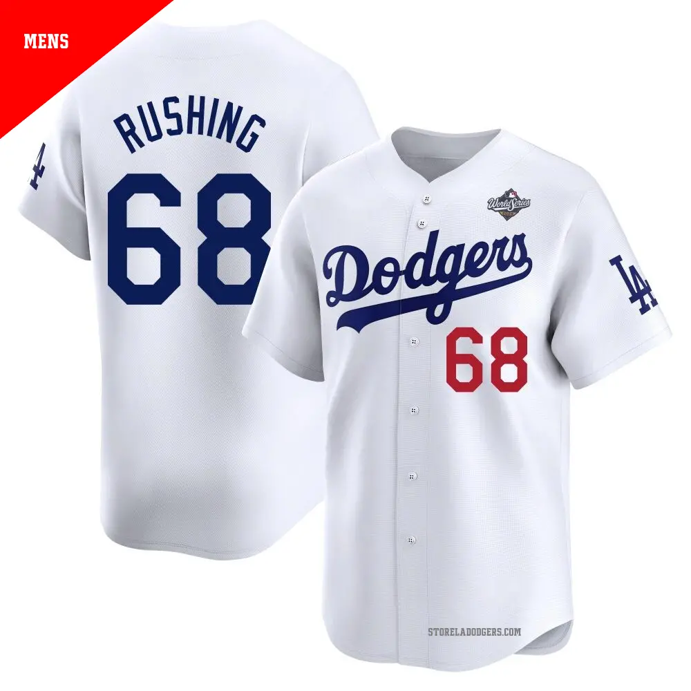 Men's #68 Dalton Rushing Los Angeles Dodgers White Limited Home Jersey