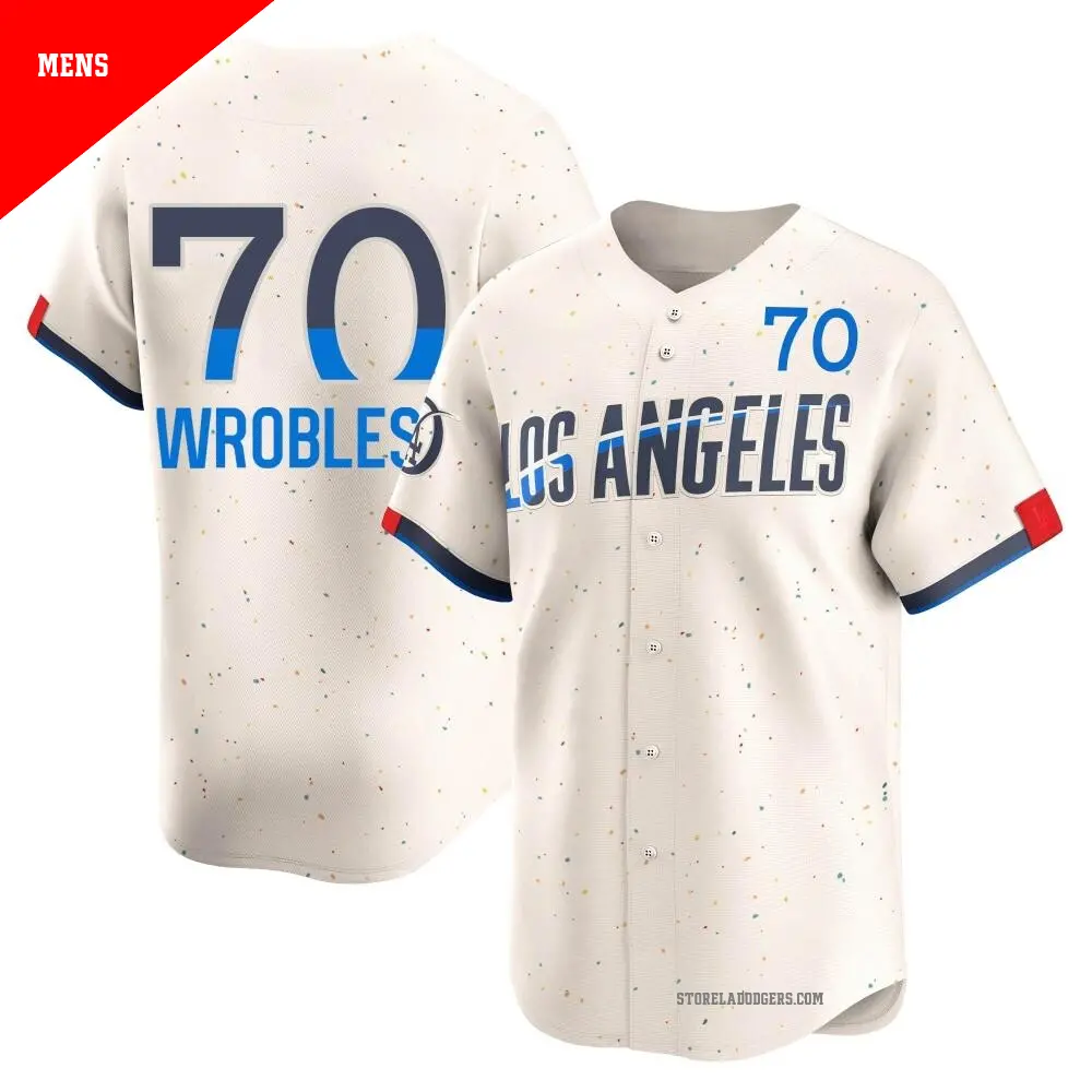 Men's #70 Justin Wrobleski Los Angeles Dodgers Cream Limited 2024