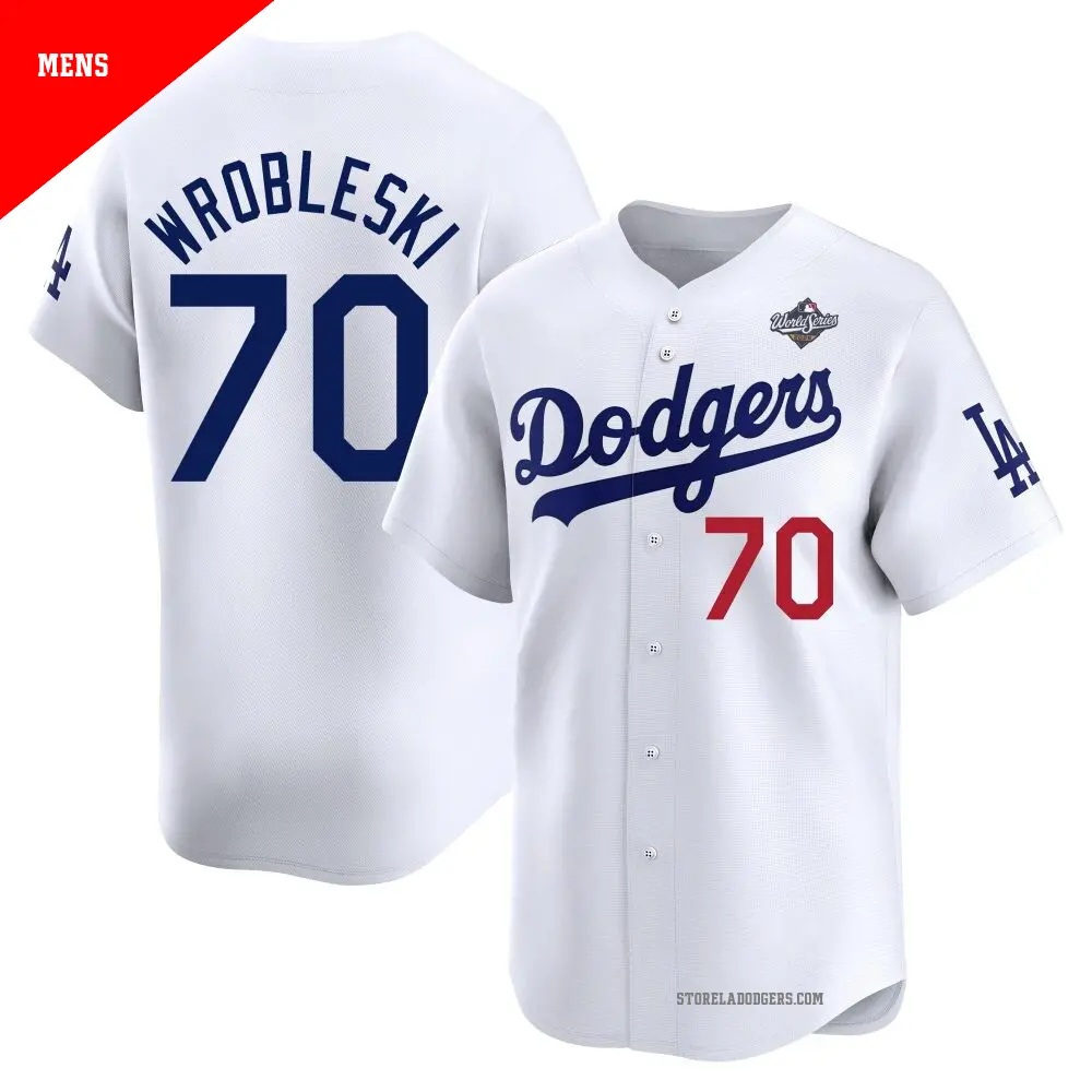 Lee Los Angeles Dodgers ユニフォーム　2XL Men's #70 Justin Wrobleski Los Angeles Dodgers White Limited Home
