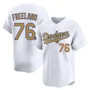 Men's #76 Alex Freeland Los Angeles Dodgers Gold Limited White