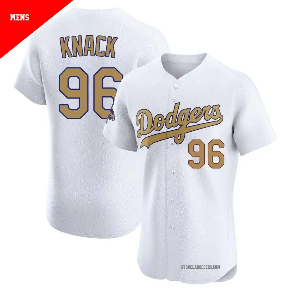 Men's ＃96 Landon Knack Los Angeles Dodgers Gold Elite White 2025 Collection Jersey
