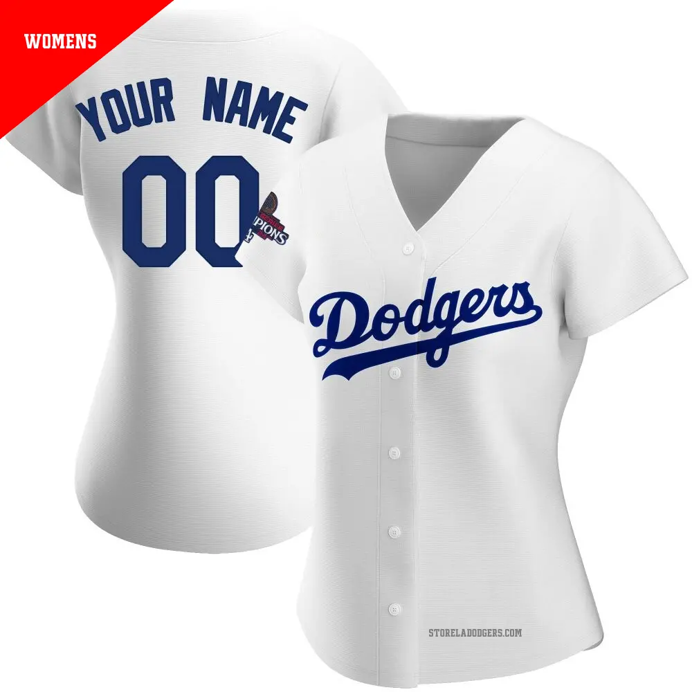 Women's ＃00 Custom Los Angeles Dodgers White Authentic Home 2024 World Series Champions Jersey