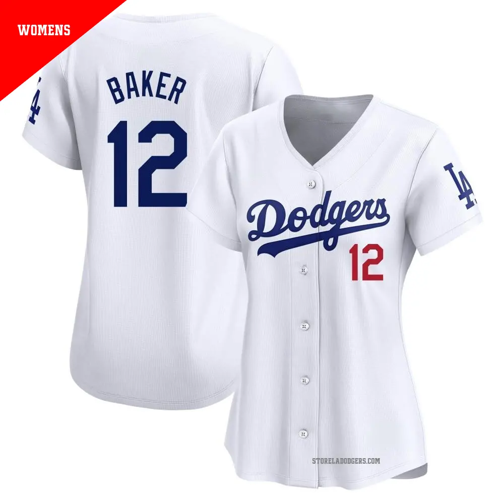 Women's ＃12 Dusty Baker Los Angeles Dodgers White Limited Home Jersey