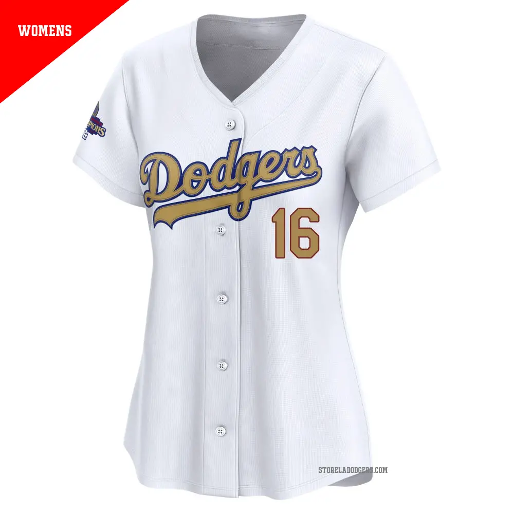Women's #16 Will Smith Los Angeles Dodgers Gold Limited