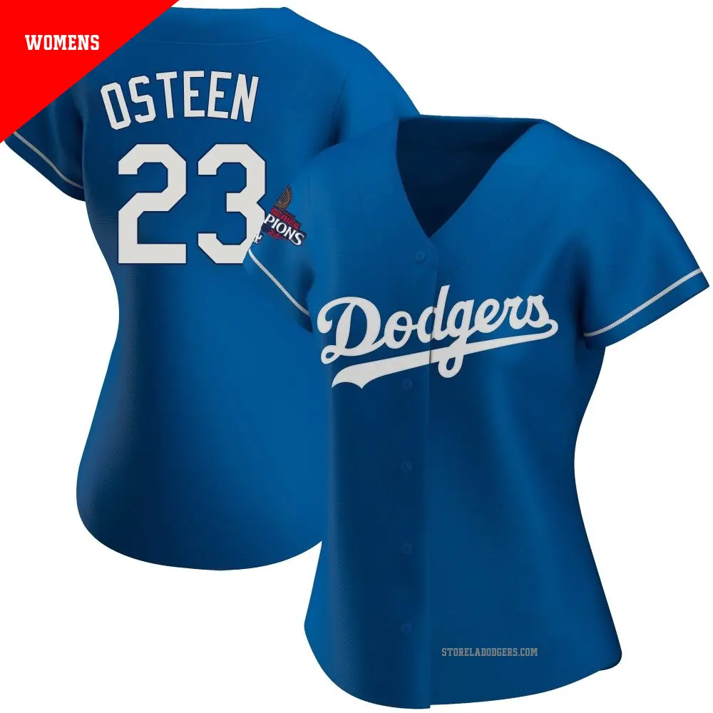Women's ＃23 Claude Osteen Los Angeles Dodgers Royal Replica Alternate 2024 World Series Champions Jersey