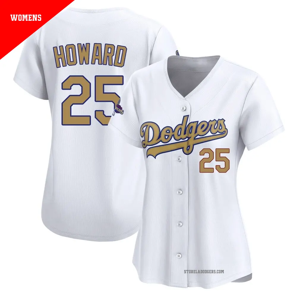 Women's ＃25 Frank Howard Los Angeles Dodgers Gold Limited White 2025 Collection Jersey